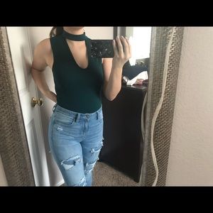 Blue choker style shirt